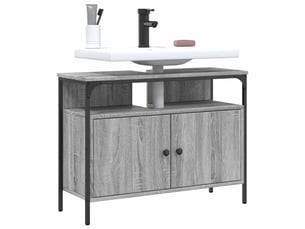 Armoire lavabo salle de bain, meuble de rangement sonoma gris 80x30x60 cm