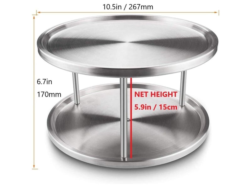  (26.7x14.9cm, argent) porte-épices rotatif multifonctionnel pour le rangement en cuisine, porte-épices rotatif en acier inoxydable  - Conforama B