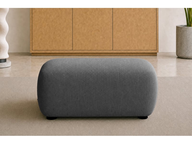  Portofino - pouf en petit velours côtelé gris foncé 105x57x40  - Conforama E