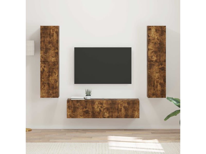  Ensemble meuble tv - banc tv - meuble de rangement 6 pcs chêne fumé bois d'ingénierie  - Conforama B