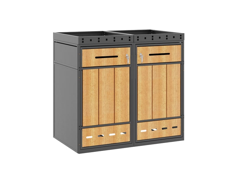  Cache-poubelle 120-240 l avec toit végétalisable, armoire extérieure pour poubelle  - Conforama E