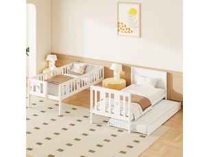 Lit superposé 90x200 cm <strong>OKMYHOME</strong> <strong></strong> coloris blanc