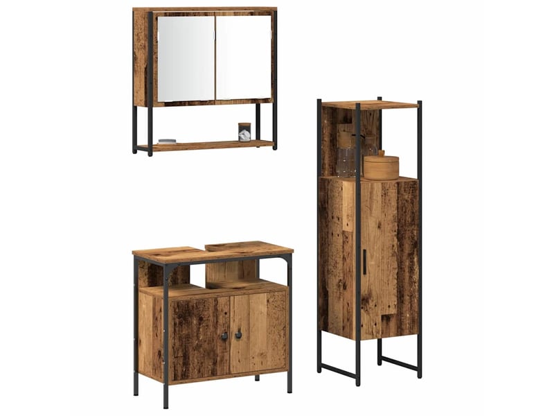  Ensemble de mobilier de salle de bain 3 pièces marron cf64476  - Conforama C