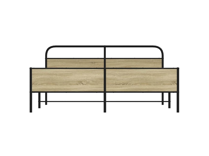  Lit double- lit adulte -  cadre de lit en métal sans matelas chêne sonoma 200x200 cm  - Conforama D