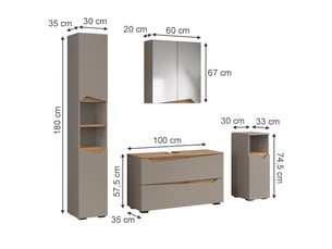 Vicco meubles bain, grègechêne artisan, 4 pièces