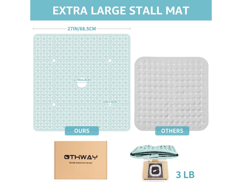  Tapis de douche en tpe à ventouses - 27 x 27 pouces - bleu pastel  - Conforama E