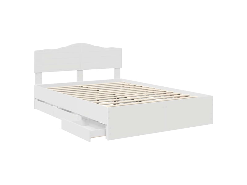 Lit double- lit adulte - cadre de lit avec tiroir blanc 160 x 200 cm bois ingénierie - Conforama D
