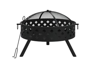 Brasero exterieur, foyer camping avec tisonnier 58 cm xxl acier