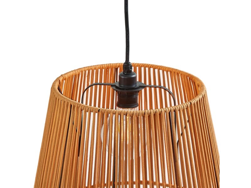 Suspension d'extérieur noire avec abat-jour en corde orange 3 lumières ip44 - cava jayla  - Conforama D