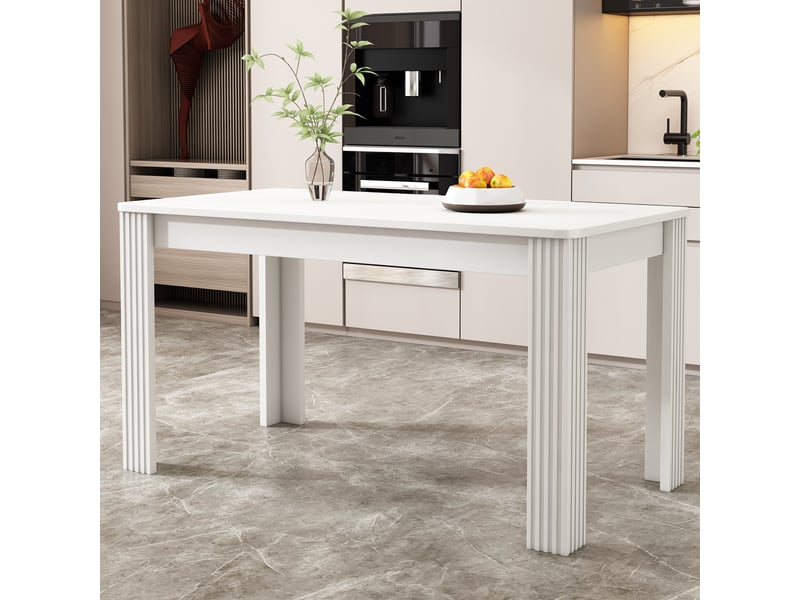  Table à manger rectangulaire imitation chêne pieds robustes design contemporain  - Conforama E