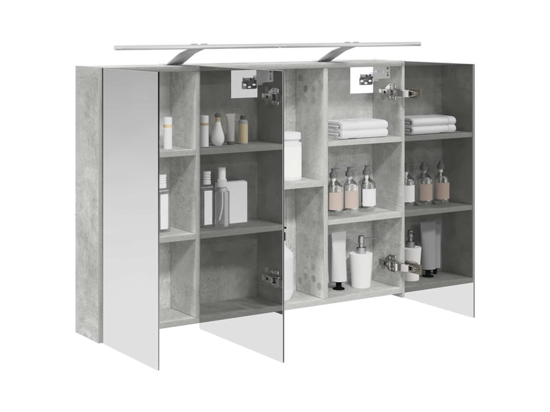 Amoire de salle de bain, meuble de salle de bain avec miroir gris béton shl3441 - Conforama C