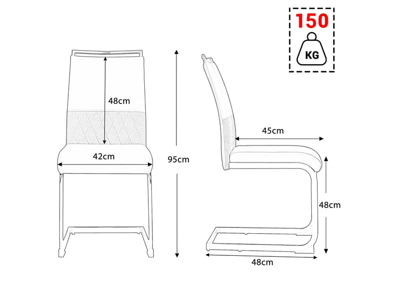  Lot de 2 chaises de salle à manger noires, dossier haut en polyuréthane et lin, assise rembourrée, style moderne  - Conforama D