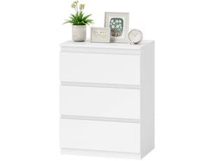 Commode à 3 tiroirs, pour salon, chambre, couloir, panneaux de particules, blanche