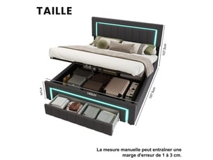 Lit coffre 180x200 cm coloris gris