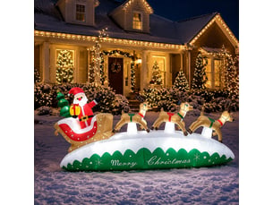 Père noël gonflable 3 m avec traîneau et 3 rennes, led, grande décoration de noël extérieure