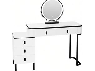 Coiffeuse 5 tiroir(s) Miroir LED intégrée avec 0 tabouret(s) inclu(s)     coloris bicolore