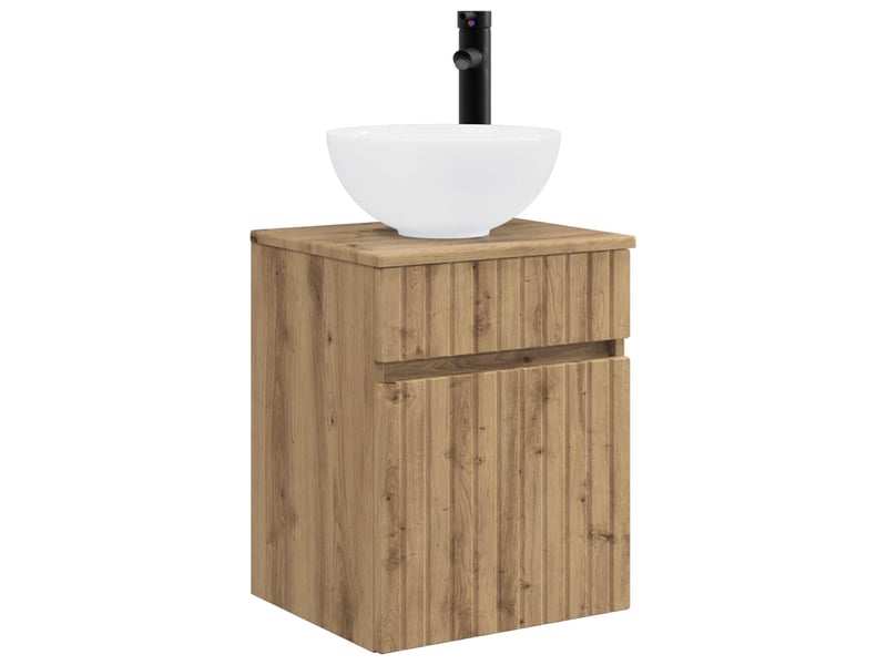  Meuble de lavabo mural, rangement salle de bain chêne artisanal 39x41x64.5 cm  - Conforama A