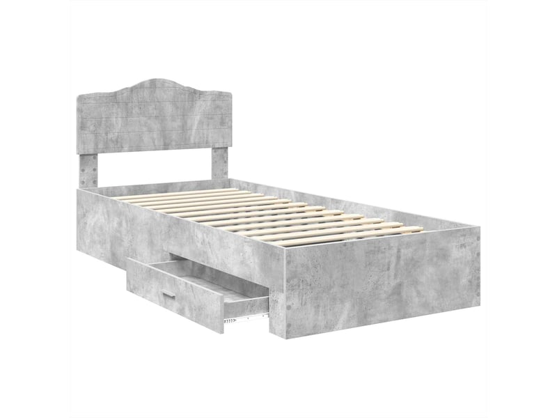  Lit simple- lit adulte -  cadre de lit gris béton 100 x 200 cm bois d'ingénierie  - Conforama D