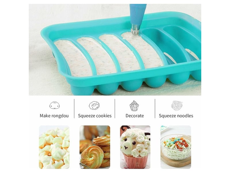 8pc kit de poche à douille professionnelle de poche à douille réutilisable-6 douilles patisserie et 1 bleu poches à douille en silicone - Conforama D