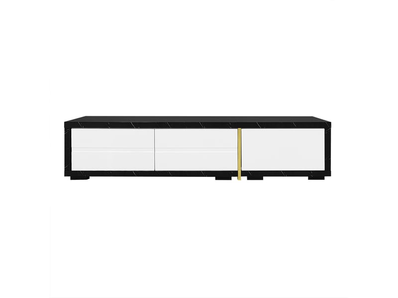  Meuble tv noir, rangement, gestion des câbles, design moderne, façade texturée, structure robuste, finition haut de gamme - salon  - Conforama D