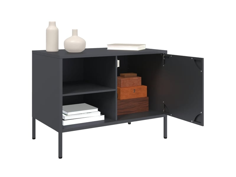  Lot de 2 meuble tv bas salon anthracite 68x39x50,5 cm acier shl88418  - Conforama E