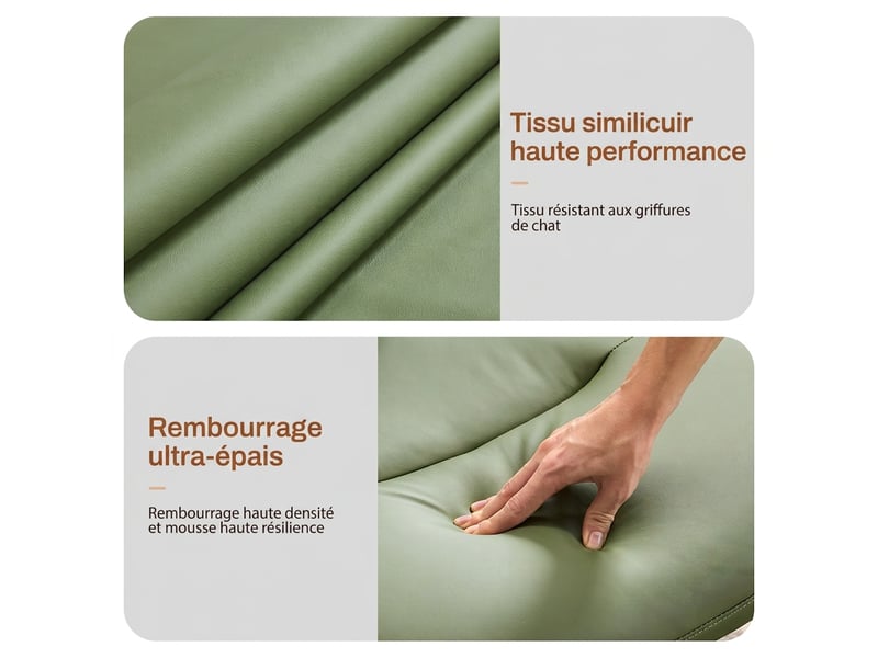  Chaise de bureau verte et chaise de méditation en similicuir, pivotante avec hauteur réglable et repose-pieds rétractable, 67x80x84 cm  - Conforama W