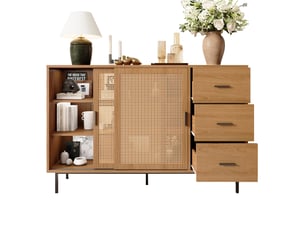Buffet 2 porte(s) 3 tiroir(s) OKWISH - 140 cm coloris naturel