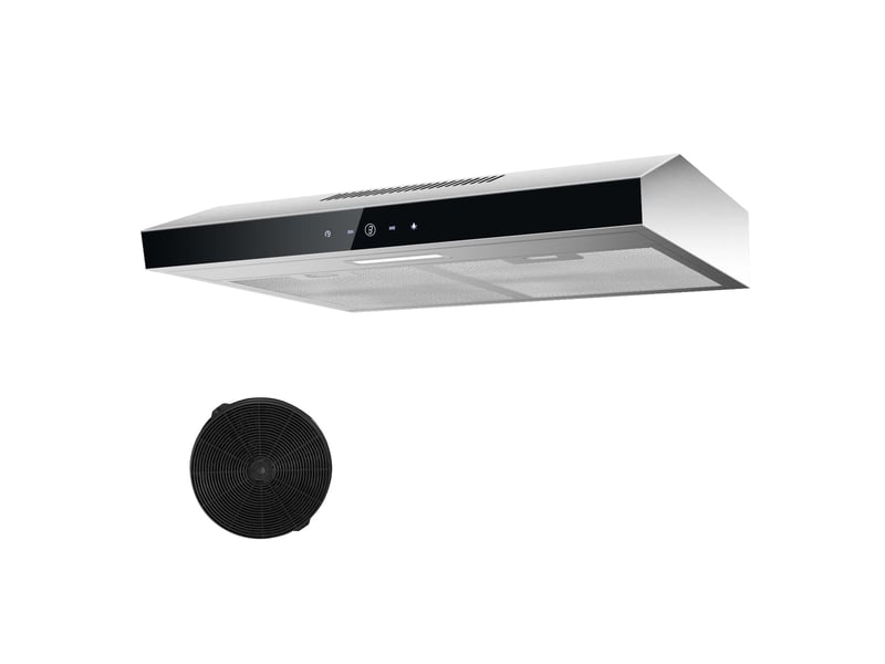  Hotte aspirante 60 cm en acier inoxydable, hotte sous meuble 60 cm à recyclage ou évacuation, 3 vitesses, classe énergétique c  - Conforama A