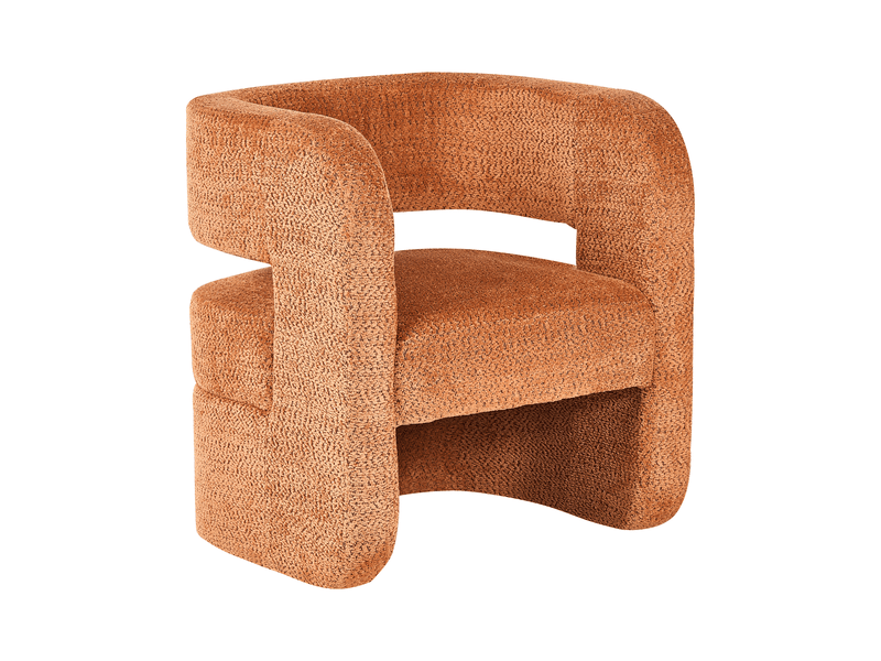  Fauteuil vidsel tissu chenille orange  - Conforama D