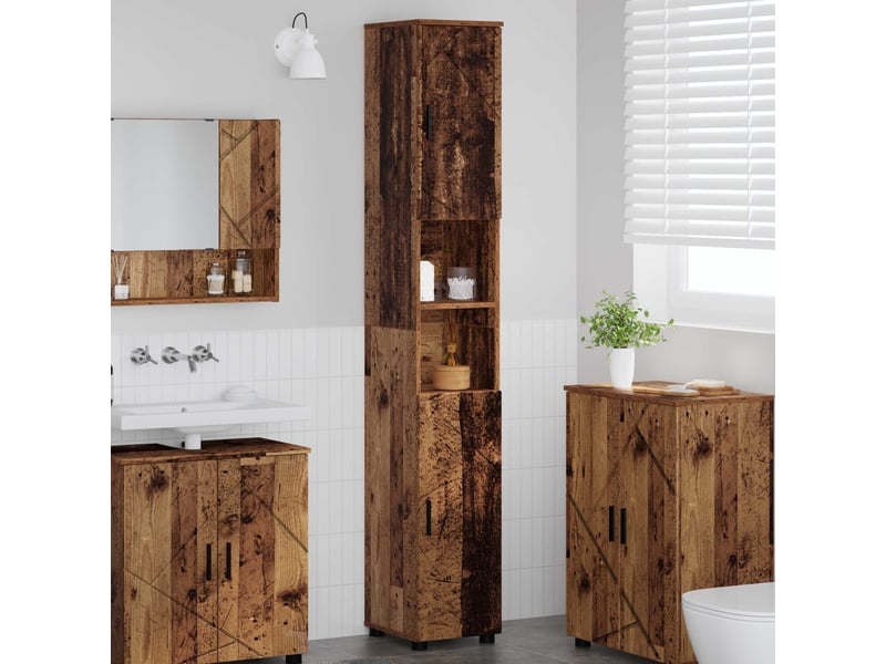 Cabinet de salle de bain, armoire salle de bain bois ancien 30 x 35 x 192 cm cf65257 - Conforama B