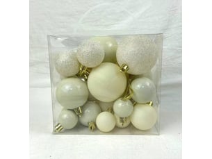 Kit de 35 boules de noël en plastique petit modèle écru