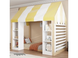 Lit cabane 90x200 cm <strong>MERAX</strong>  <strong></strong> coloris bicolore