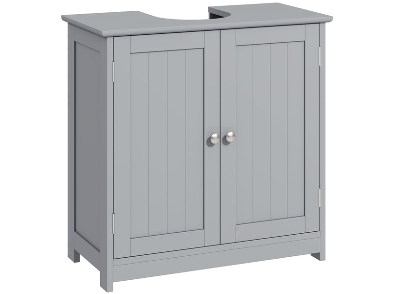  Meuble sous lavabo gris, placard 2 portes avec étagère, mdf, 60 x 30 x 60 cm  - Conforama A