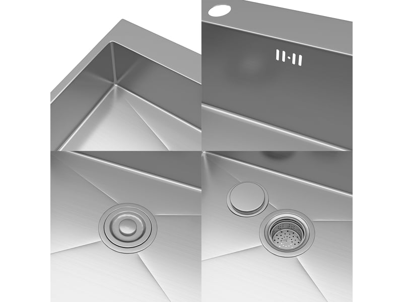 Évier inox 1 bac 50x45x22 cm argent - pour petite cuisine &amp; camping-car - prépercé avec filtre  - Conforama D