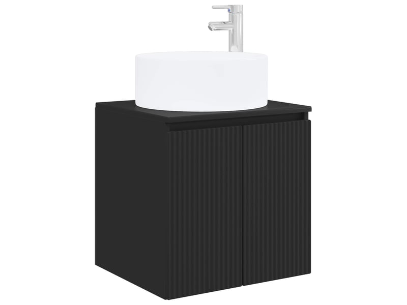  Meuble de lavabo mural, rangement salle de bain noir 49.5x44.5x65.5 cm  - Conforama A