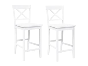 Lot de 2 tabouret de bar, chaise de bar en bois massif blanc et caoutchouc shl28441