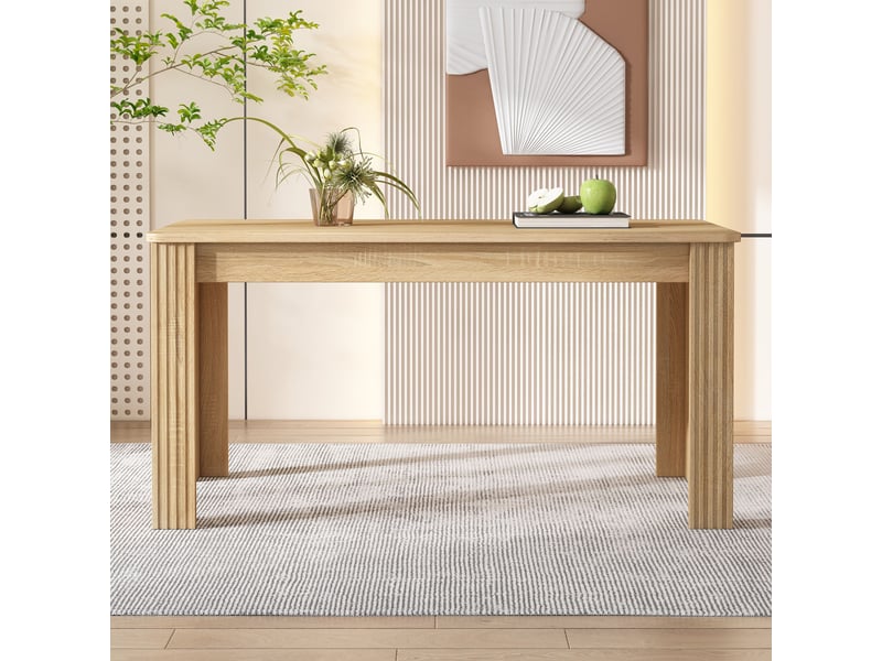  Table de salle à manger 116 x 65 x 75 cm, table rectangulaire, panneaux de particules, 4 pieds, chêne  - Conforama D