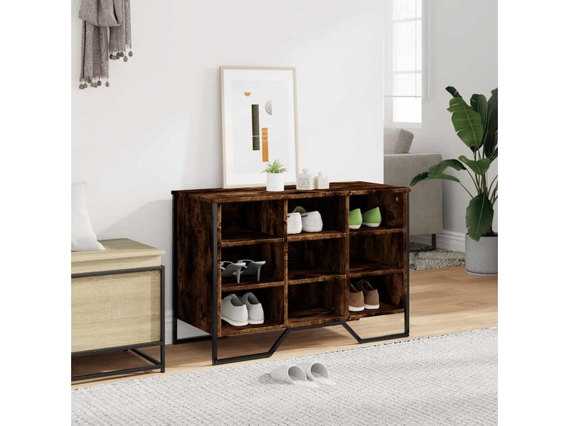  Meuble à chaussure | armoire à chaussures chêne fumé 90x38x61,5 cm bois d'ingénierie  - Conforama C