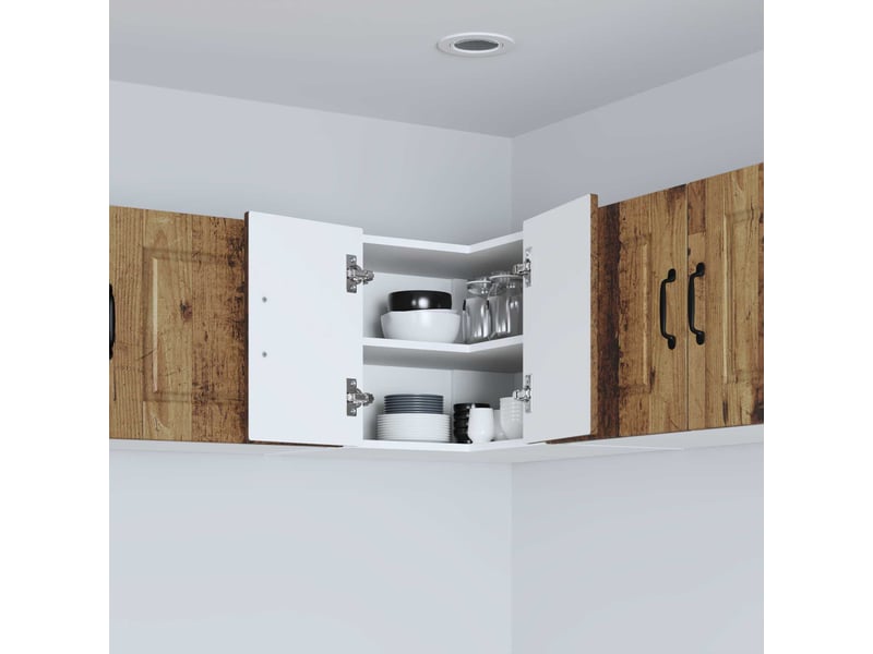  Meuble mural de cuisine, armoire d'angle cuisine porto bois ancien 57x57x40cm  - Conforama D