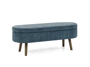 Banc de rangement 110x40x42 cm, coffre 20 l, pieds en bois, meuble chambre, meuble bureau et salon, velours doux, bleu