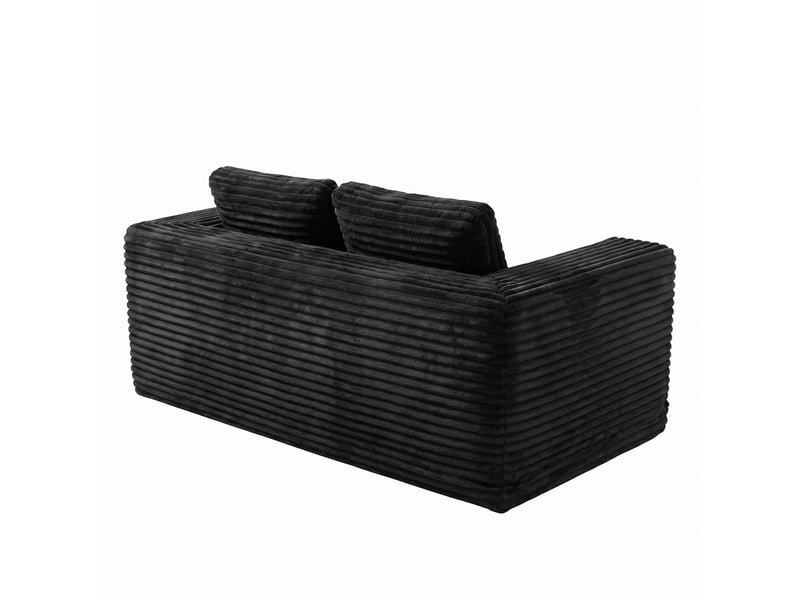  Canapé 2 places sans cadre en velours côtelé noir, assise profonde, canapé de sol moderne sans montage  - Conforama E