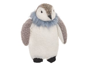 Pingouin de noël gris et bleu h. 29 cm