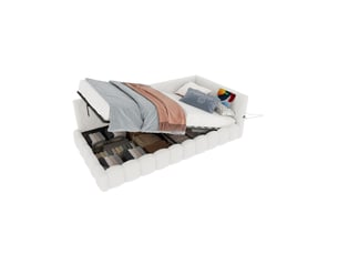 Lit coffre 90x200 cm <strong>MAISENTIEL</strong> <strong></strong> coloris blanc