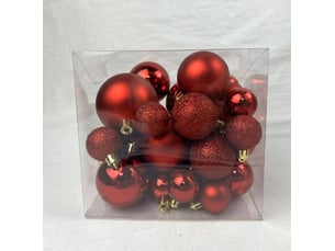 Kit de 35 boules de noël en plastique petit modèle rouge