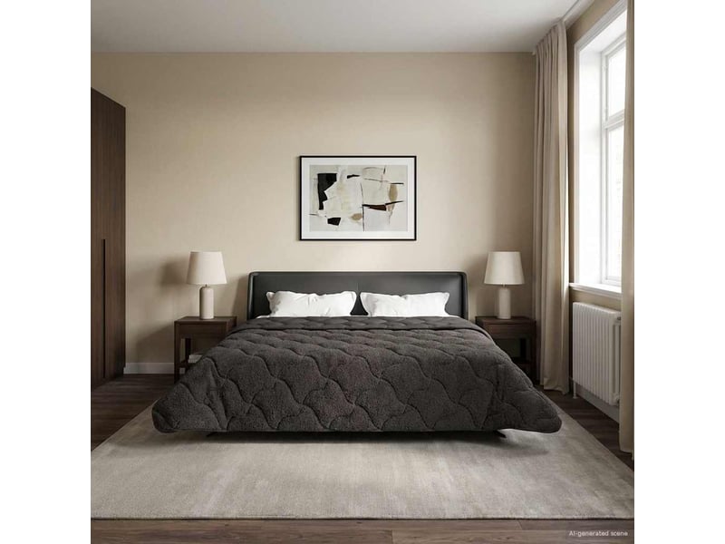  Couette - duvet d'été 200 x 200 cm été anthracite respirant  - Conforama D