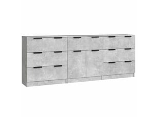 Buffets 3 pcs - bahut - meuble de rangement gris béton bois d'ingénierie