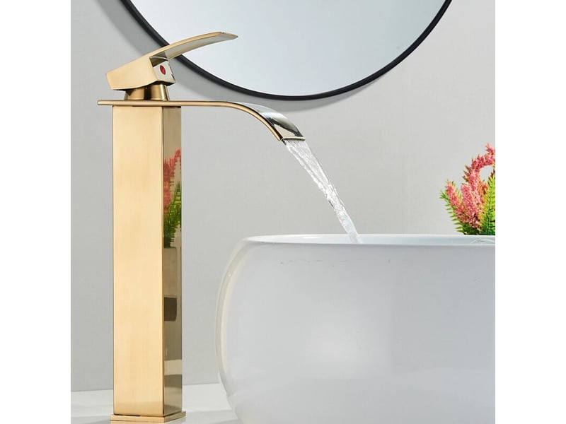  Mitigeur d'évier cascade chaude et froide réglable, robinet de salle de bain cascade, hauteur 30 cm (or) - xjd001139zls XJD001139ZLS - Conforama C