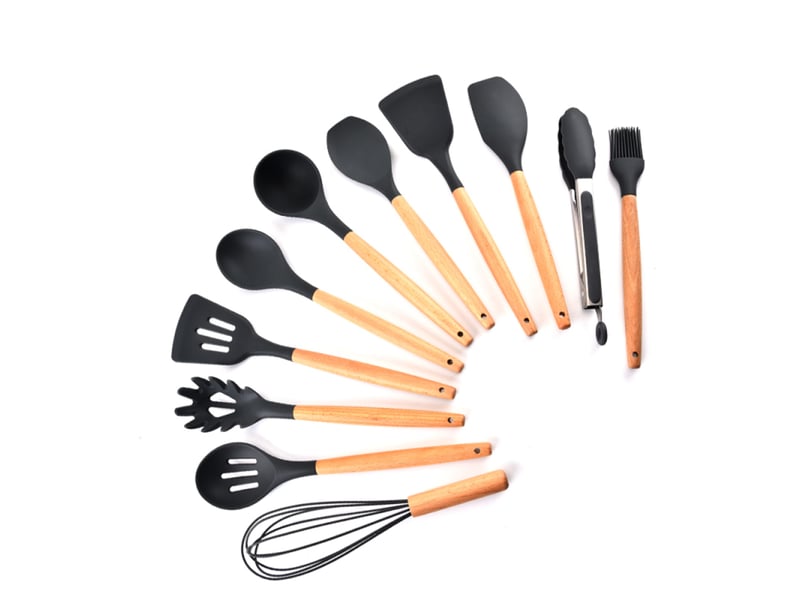  Ensemble d'ustensiles de cuisine 11 pièces: poêle antiadhésive, ustensiles de cuisine rainurés et cuillère  - Conforama A