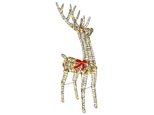 Renne, éclairage de noël, décoration de noël 3d 140 led blanc chaud 70 x 41 x 128 cm rotin cf62042