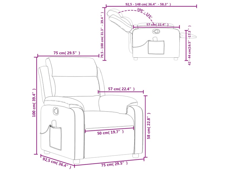  Vidaxl fauteuil de massage inclinable rose velours  - Conforama C